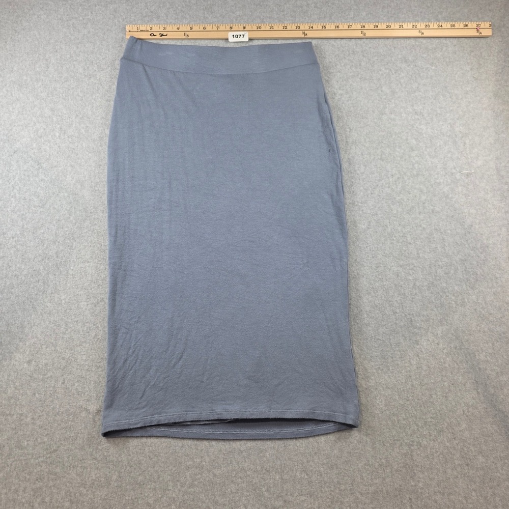 Tahari T Womens Blue Stretch Knit Pencil‎ Midi Skirt Size Medium Elastic Waist